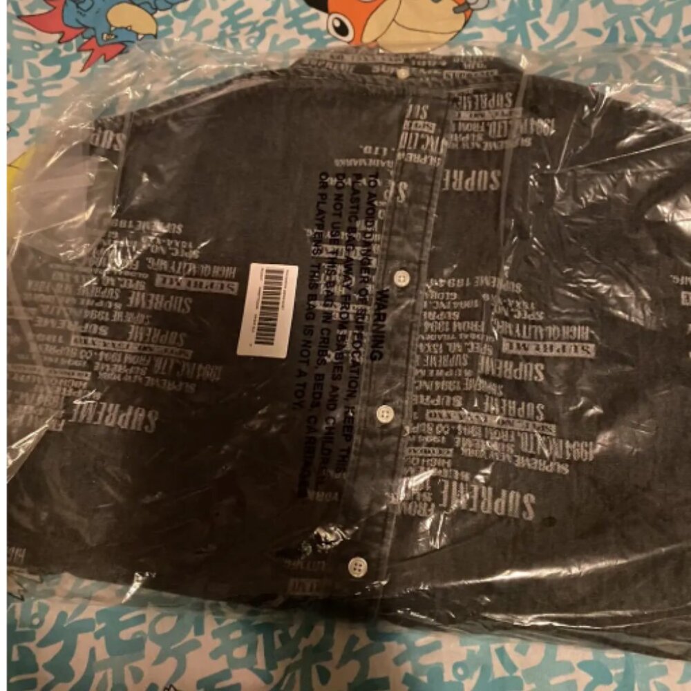 Supreme Trademark Jacquard Denim Shirt Washed Black Size Medium SS23 (Fast Ship) - Picture 6 of 7